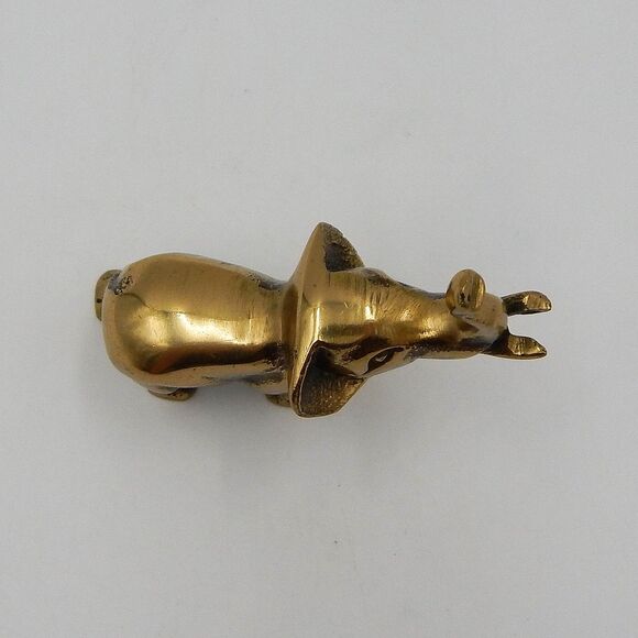 Brass Miniature Elephant Trunk Up 2.5 Inch Tusks Figurine Mini - Picture 5 of 8
